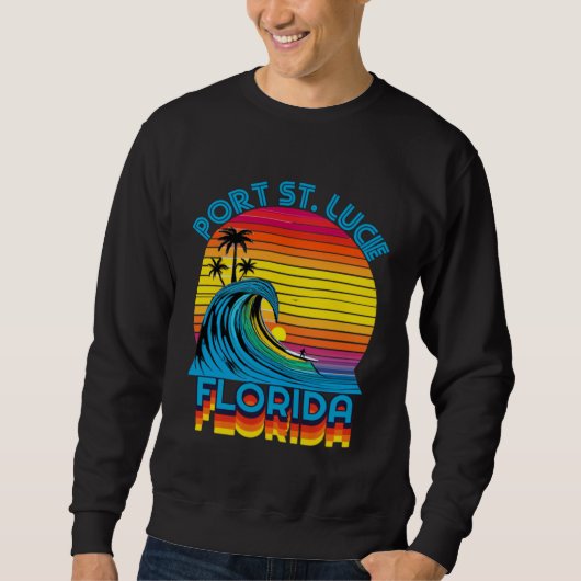 Port St Lucie Florida Retro Throwback Surf & Beach Trui (Voorkant)