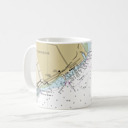 Port Townsend Nautical Chart Coffee Cup Koffiemok (Voorkant links)