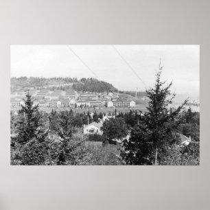 Port Townsend, WA Uitzicht Main Barracks Fort Ward Poster