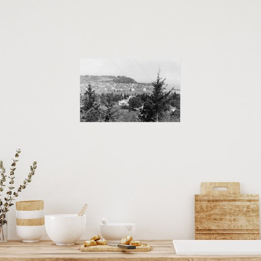 Port Townsend, WA Uitzicht Main Barracks Fort Ward Poster (Keuken)