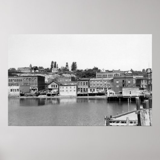 Port Townsend, WA Waterfront Town Uitzicht Photogr Poster (Voorkant)