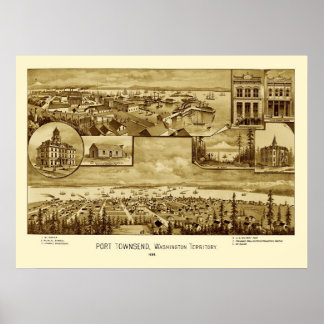 Port Townsend Washington Panoramic Map 1888 Poster