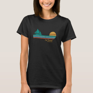 Port Townsend Washington Retro Zeilboot Oceaan Zon T-shirt