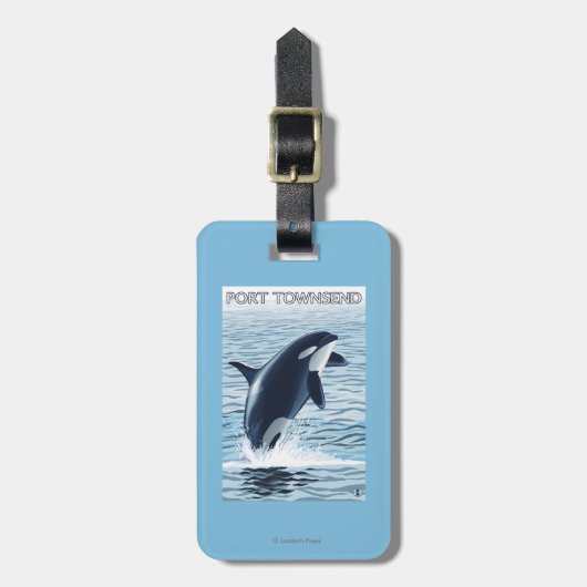 Port Townsend, WashingtonOrca Jumping Bagagelabel (Voorkant verticaal)