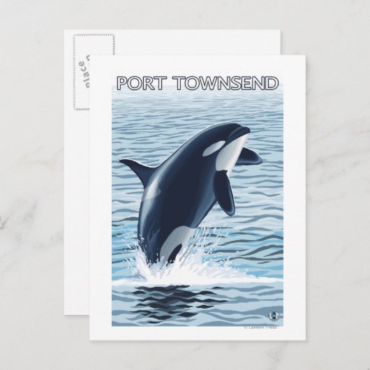 Port Townsend, WashingtonOrca Jumping Briefkaart (Voorkant / Achterkant)
