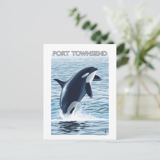 Port Townsend, WashingtonOrca Jumping Briefkaart (Staand voorkant)