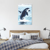 Port Townsend, WashingtonOrca Jumping Canvas Afdruk (Insitu (Slaapkamer))