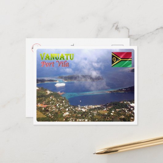 Port Vila - Vanuatu - Aerial Uitzicht - Briefkaart (Voorkant / Achterkant in situ)