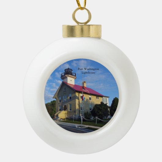 Port Washington Lighthouse Keramische Bal Ornament (Voorkant)