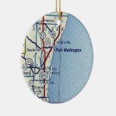 Port Washington WI Map Keramisch Ornament (Rechts)