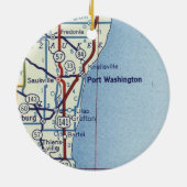 Port Washington WI Map Keramisch Ornament (Achterkant)
