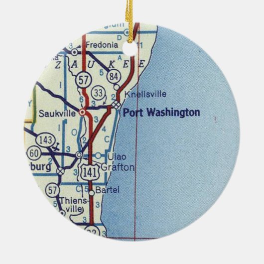 Port Washington WI Map Keramisch Ornament (Achterkant)