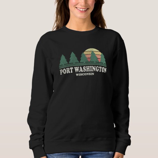 Port Washington Wi Throwback T-shirt Retro 70s (Voorkant)