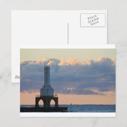 Port Washington, Wi. vuurtoren Briefkaart (Voorkant / Achterkant)