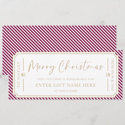 Port Wine Streep Kerstcadeaubonkaart Kaart (Voorkant / Achterkant)