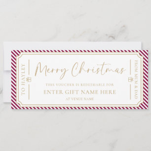 Port Wine Stripe Christmas Gift Voucher Kaart