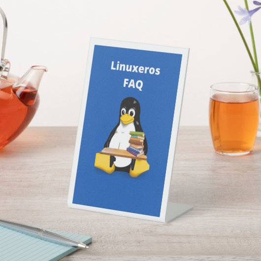Porta cellular Linuxeros FAQ Reclamebord Met Voetstuk (Insitu)