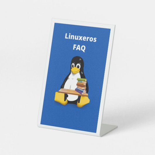Porta cellular Linuxeros FAQ Reclamebord Met Voetstuk (Voorkant)