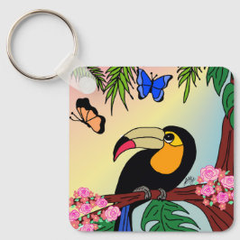 Porta-chaves Tucano tropical e borboletas Sleutelhanger