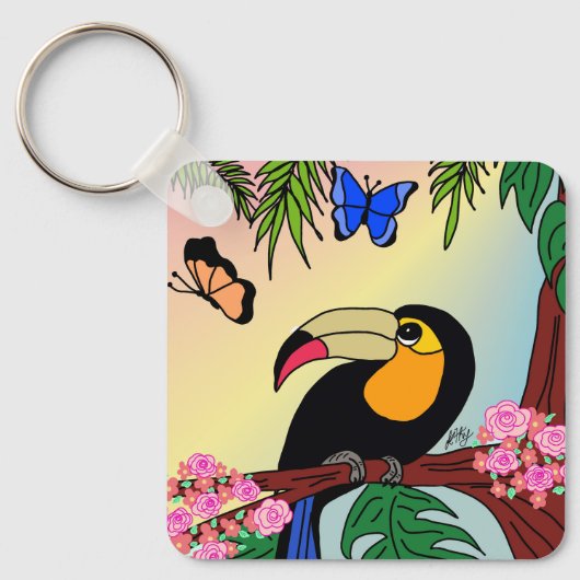 Porta-chaves Tucano tropical e borboletas Sleutelhanger (Voorkant)