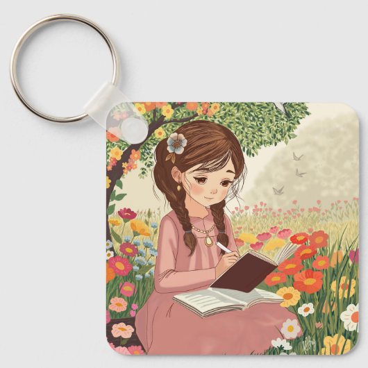 Porta-chaves Uma jovem de cabelos trançados Sleutelhanger (Voorkant)