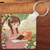 Porta-chaves Uma jovem de cabelos trançados Sleutelhanger (Achterkant)