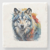 Porta-copo de pedra lobo stenen onderzetter (Voorkant)