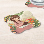 porta copos de papel Menina no Jardim Kartonnen Onderzetters (Gekanteld)
