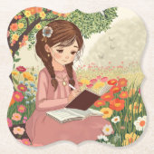 porta copos de papel Menina no Jardim Kartonnen Onderzetters (Voorkant)