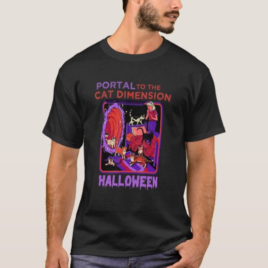 portaal voor de kattendimensie Halloween T-shirt (Voorkant)
