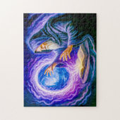 Portaalopenende magiër in olieverf geschilderde fa legpuzzel (Verticaal)