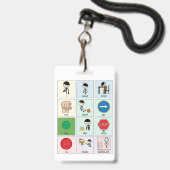 Portable Communication Board Badge (Voorzijde met lanyard)