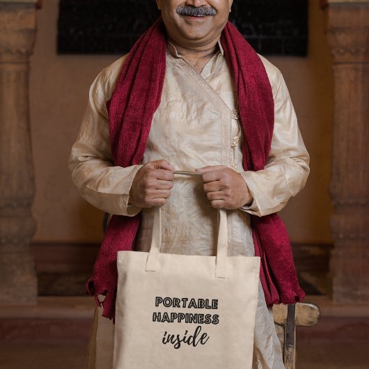Portable Happiness Inside Motivatie Inspiratie Tote Bag