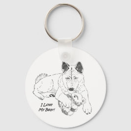 portait schattige akita met teddybeer hond sleutelhanger