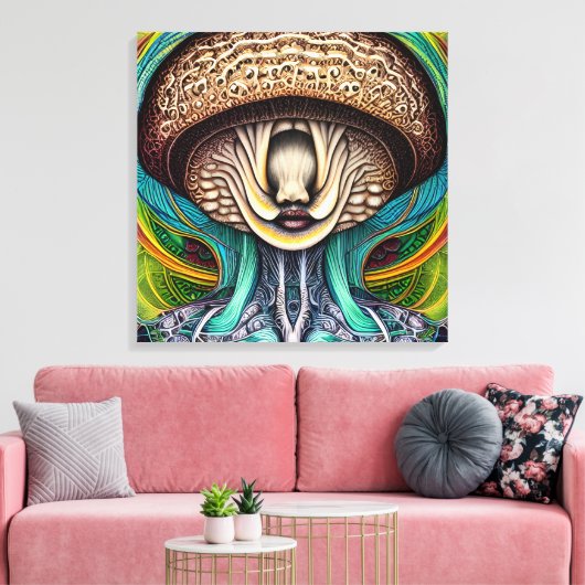 Portait van een paddenstoel met menselijke eigensc canvas afdruk (Insitu (Woonkamer))