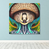 Portait van een paddenstoel met menselijke eigensc canvas afdruk (Insitu (Houten vloer))