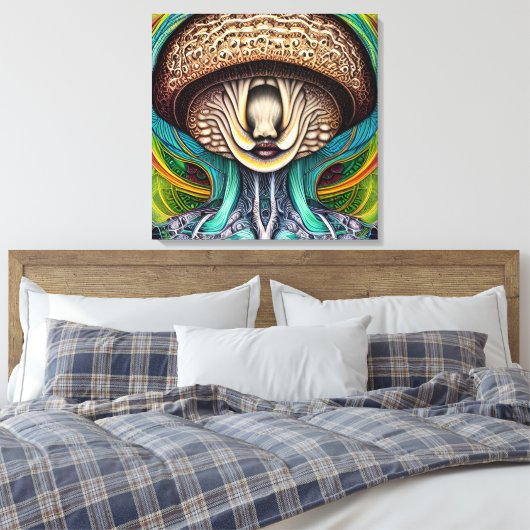 Portait van een paddenstoel met menselijke eigensc canvas afdruk (Insitu (Slaapkamer))