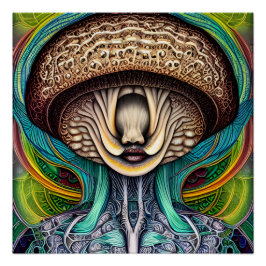 Portait van een paddenstoel met menselijke eigensc perfect poster