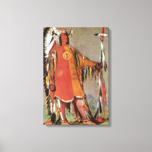 Portait van Indiaas Chief Mato-Tope door George Ca Canvas Afdruk