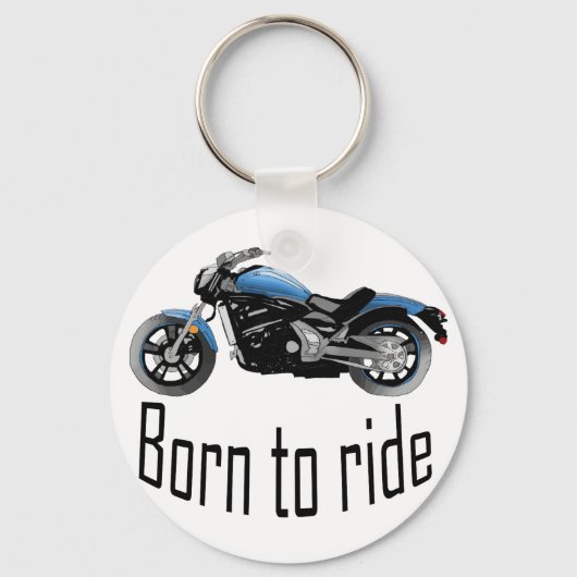Porte-clé "Born to ride", moto-bleue Sleutelhanger (Voorkant)