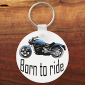 Porte-clé "Born to ride", moto-bleue Sleutelhanger (Voorkant)