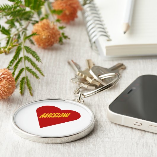 Porte-clé rond Premium BARCELONA Sleutelhanger (Zijkant)