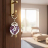 Porte-clés en acrylique Coeur de Violettes Sleutelhanger