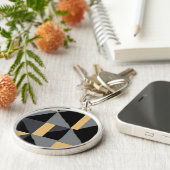 Porte-clés en Métal Premium Géométrique Noir Sleutelhanger (Zijkant)