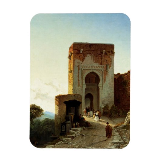 Porte de Justice, Alhambra, Granada (olie op canva Magneet (Verticaal)