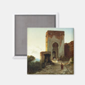 Porte de Justice, Alhambra, Granada (olie op canva Magneet (Voorkant / Achterkant)