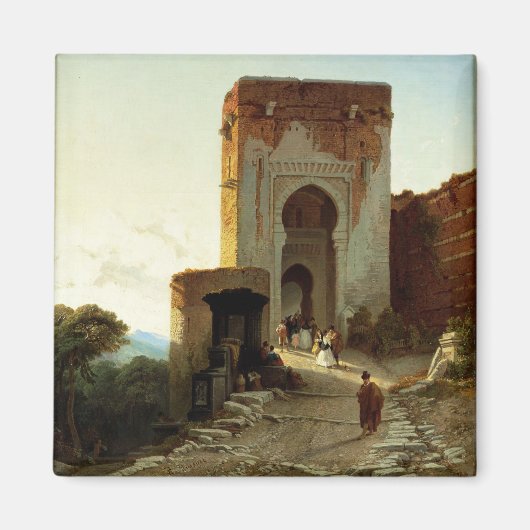 Porte de Justice, Alhambra, Granada (olie op canva Magneet (Voorkant)