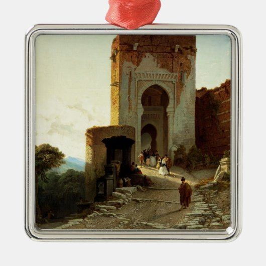 Porte de Justice, Alhambra, Granada (olie op canva Metalen Ornament (Voorkant)