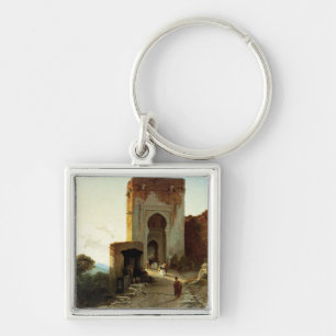 Porte de Justice, Alhambra, Granada (olie op canva Sleutelhanger