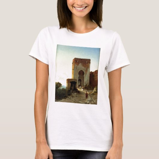 Porte de Justice, Alhambra, Granada (olie op canva T-shirt (Voorkant)